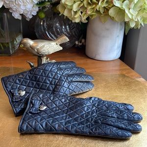 Coach Quilted Leather Heart Charm Merino Wool Lined Gloves